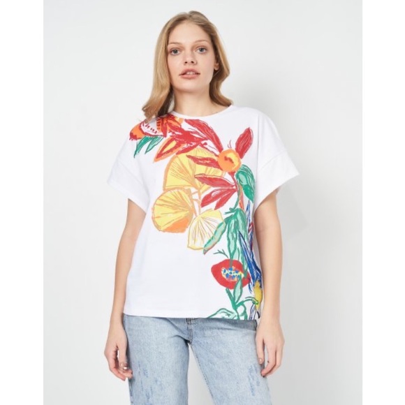 NWT ZARA COLORFUL PRINTED T SHIRT SMALL - Picture 2 of 6